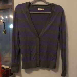 Old Navy Purple Grey Striped Cardigan